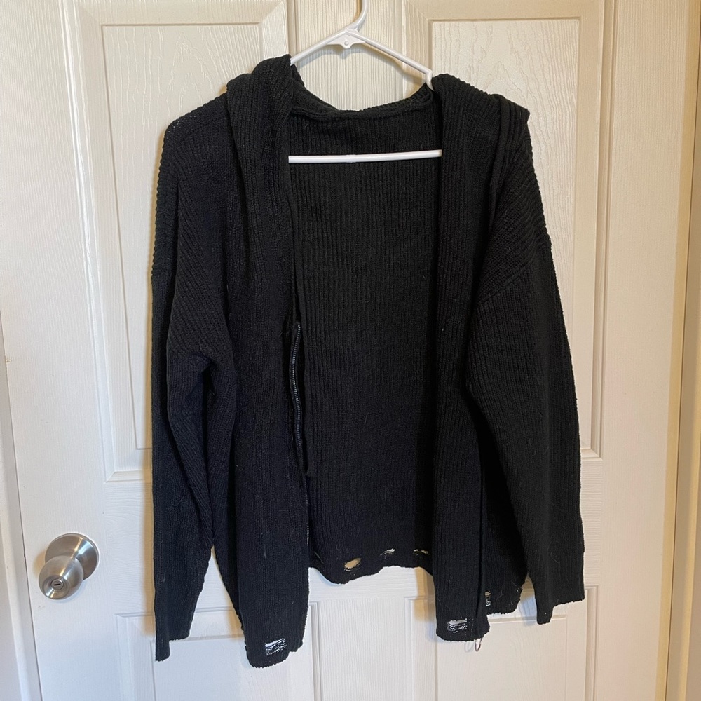 Black knit zipper jacket